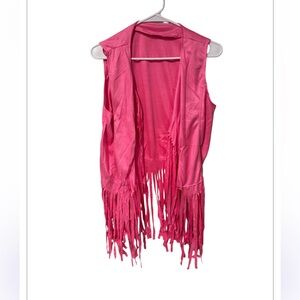 Woman's Pink Fringe western cowgirl Halloween costume Vest size XL